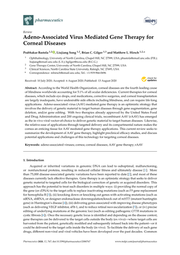Adeno-Associated Virus Mediated Gene Therapy for Corneal Diseases