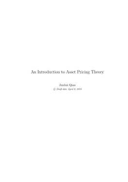 An Introduction to Asset Pricing Theory