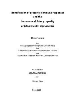 Identification of Protective Immune Responses and the Immunomodulatory Capacity of Litomosoides Sigmodontis