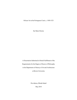 African Art at the Portuguese Court, C. 1450-1521