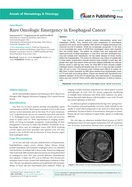 Rare Oncologic Emergency in Esophageal Cancer