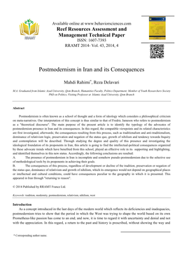 Postmodernism in Iran and Its Consequences