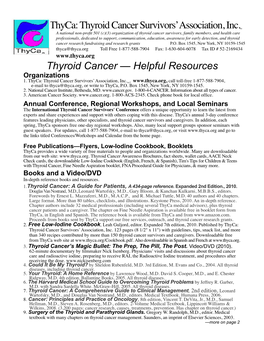 Thyroid Cancer Resource List