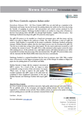 QI Press Controls Captures Indian Order
