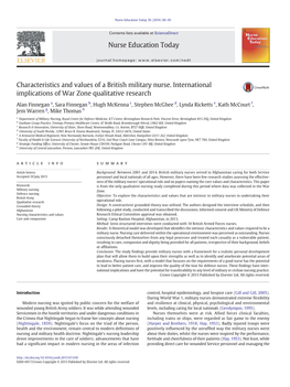 Characteristics and Values of a British Military Nurse. International Implications of War Zone Qualitative Research