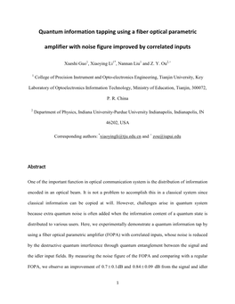 Quantum Information Tapping Using a Fiber Optical Parametric Amplifier