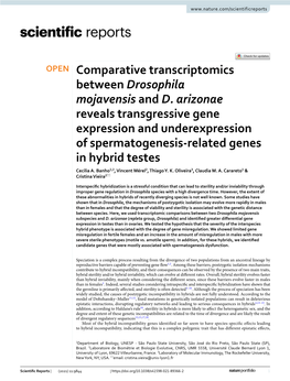 Comparative Transcriptomics Between Drosophila Mojavensis and D