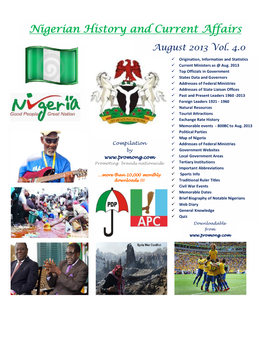 Nigerian History and Current Affairs August 2013 Vol
