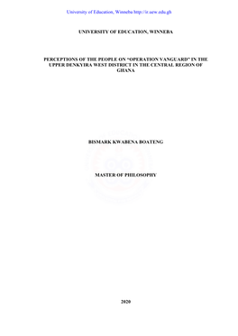 “Operation Vanguard” in the Upper Denkyira West District in the Central Region of Ghana