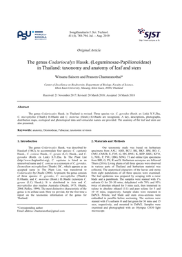 The Genus Codariocalyx Hassk. (Leguminosae-Papilionoideae) in Thailand: Taxonomy and Anatomy of Leaf and Stem