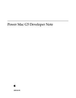 Power Mac G5 Developer Note