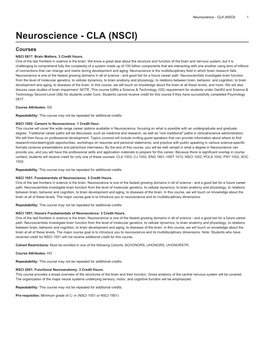 Neuroscience - CLA (NSCI) 1