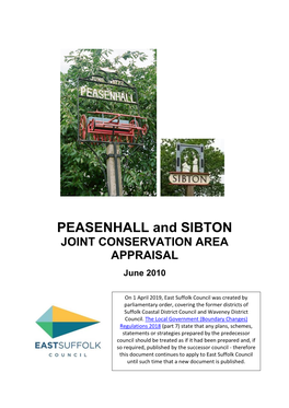 PEASENHALL and SIBTON JOINT CONSERVATION AREA APPRAISAL