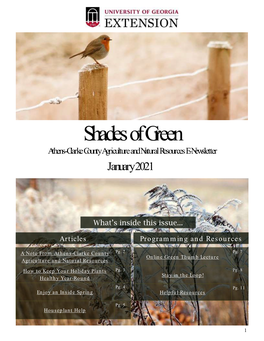 Shades of Green Athens-Clarke County Agriculture and Natural Resources E-Newsletter January 2021