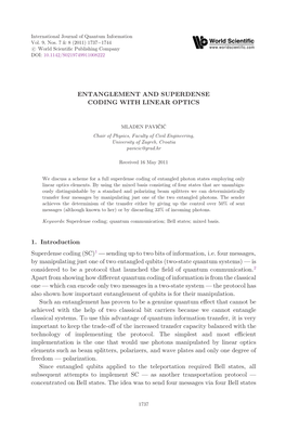 Entanglement and Superdense Coding with Linear Optics