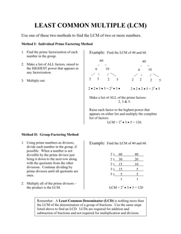 Least Common Multiple (Lcm)