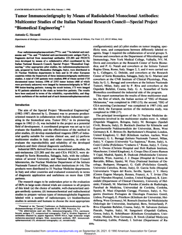 Tumor Immunoscintigraphy by Means of Radiolabeled Monoclonal Antibodies