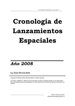 Cronología De Lanzamientos Espaciales 1