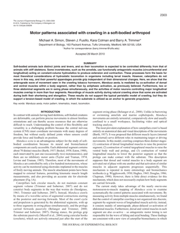 Motor Patterns Associated with Crawling in a Soft-Bodied Arthropod