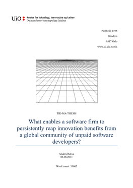 What Enables a Software Firm to Persistently Reap Innovation Benefits from a Global Community of Unpaid Software Developers?