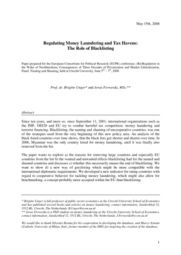 Regulating Money Laundering and Tax Havens: the Role of Blacklisting