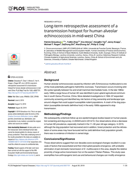 Long-Term Retrospective Assessment of a Transmission Hotspot for Human Alveolar Echinococcosis in Mid-West China