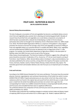 Fruit Juice - Nutrition & Health an Ifu Scientific Review