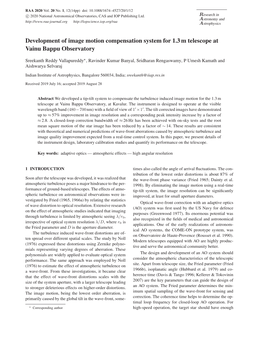 Development of Image Motion Compensation System for 1.3 M Telescope at Vainu Bappu Observatory