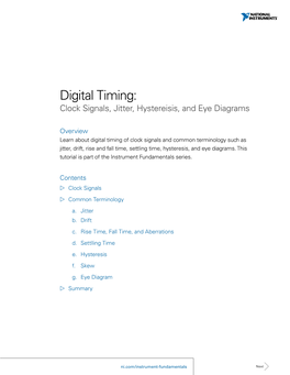 Digital Timing: Clock Signals, Jitter, Hystereisis, and Eye Diagrams