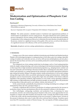 Modernization and Optimization of Phosphoric Cast Iron Casting
