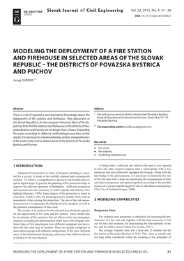 Modeling the Deployment of a Fire Station and Firehouse in Selected Areas of the Slovak Republic – the Districts of Povazska Bystrica and Puchov