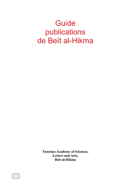 Guide Publications De Beït Al-Hikma