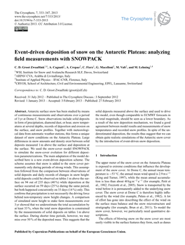 Event-Driven Deposition of Snow on the Antarctic Plateau: Analyzing ﬁeld Measurements with SNOWPACK