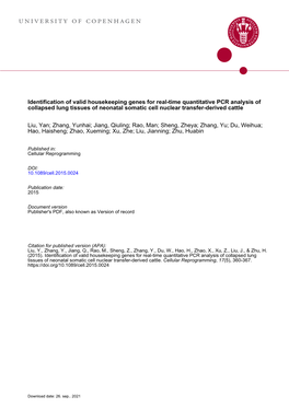 Identification of Valid Housekeeping Genes for Real-Time Quantitative PCR Analysis of Collapsed Lung Tissues of Neonatal Somatic Cell Nuclear Transfer-Derived Cattle