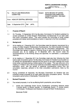 POLICY and RESOURCES Subject: SIXTH REVIEW of UNITED COMMITTEE KINGDOM PARLIAMENTARY CONSTITUENCIES - REVISED PROPOSALS From: HEAD of CENTRAL SERVICES