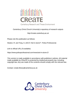 Canterbury Christ Church University's Repository of Research Outputs Http