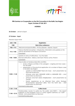 Agenda BALTIC SEA 05 10 11 Do Serwisu