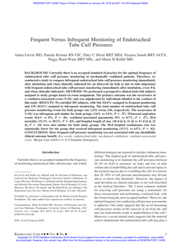 Frequent Versus Infrequent Monitoring of Endotracheal Tube Cuff Pressures