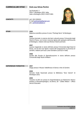 CURRICULUM VITAE Dott.Ssa Silvia Perlini