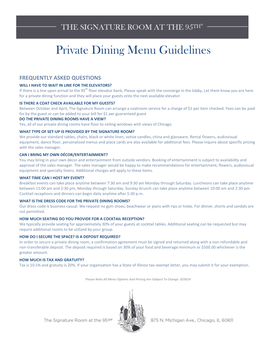 Private Dining Menu Guidelines