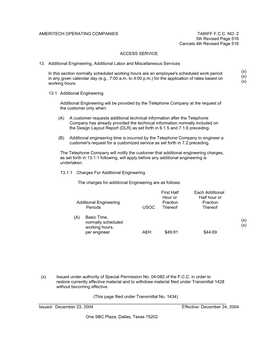 AMERITECH OPERATING COMPANIES TARIFF F.C.C. NO. 2 5Th Revised Page 516 Cancels 4Th Revised Page 516