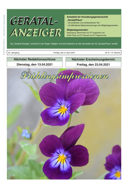 Geratalanzeiger Nr. 6 Vom 09.04.2021