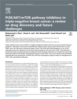 PI3K/AKT/Mtor Pathway Inhibitors in Triple-Negative Breast Cancer