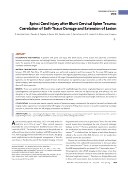 Spinal Cord Injury After Blunt Cervical Spine Trauma: Correlation of Soft-Tissue Damage and Extension of Lesion