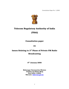 Telecom Regulatory Authority of India (TRAI)