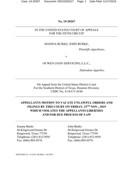 No. 19-20267 in the UNITED STATES COURT OF