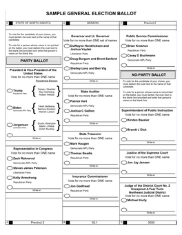 Sample General Election – Oberon – Precinct 2