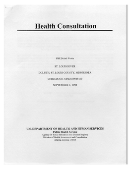USX Duluth Works, Health Consultation, September 1998 (PDF)