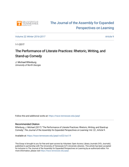 The Performance of Literate Practices: Rhetoric, Writing, and Stand-Up Comedy