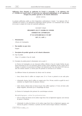 (CE) No 510/2006 Du Conseil Relatif À